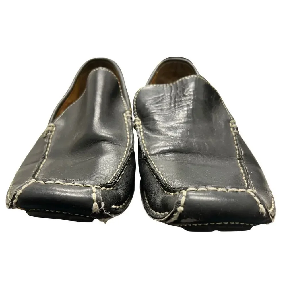 VARESE Black leather loafer moccasin driving shoes Blokecore academia sz 10.5D